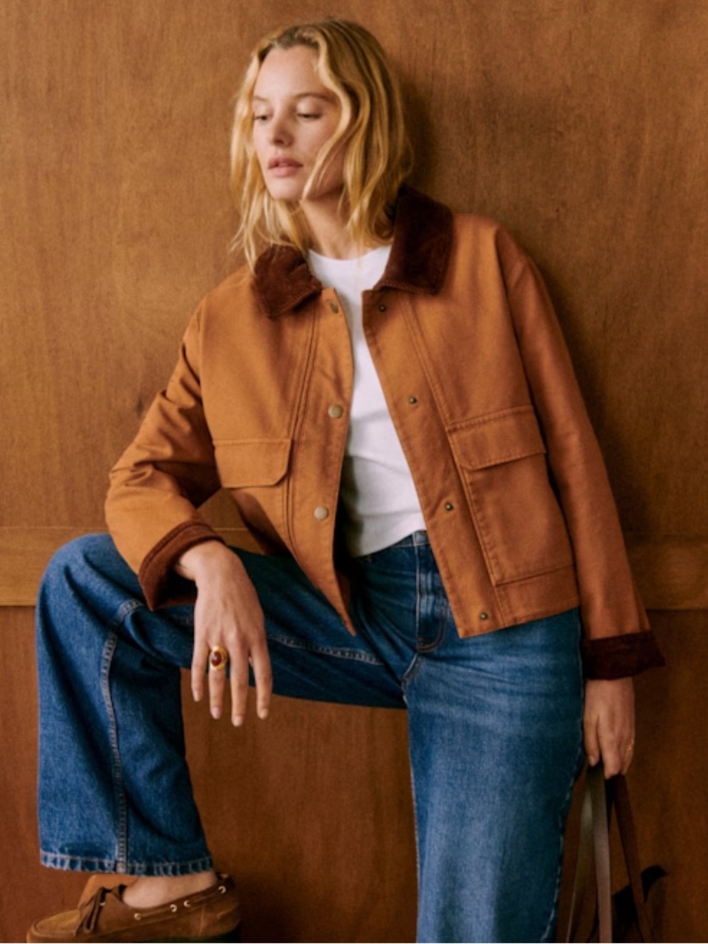 Sezane Marion Jacket in Coffee Organic Cotton Jacket